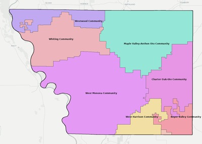 Monona County IA school district boundaries map