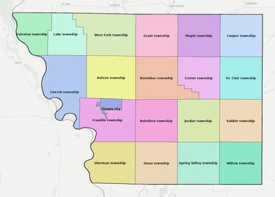 Monona County IA townships and subdivisions map