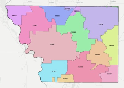 Monona County IA ZIP code boundaries map