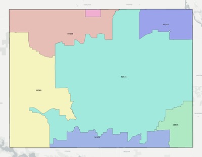 Monroe County IA ZIP code boundaries map