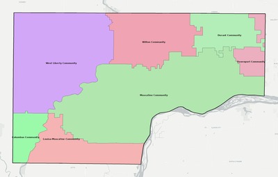 Muscatine County IA school district boundaries map