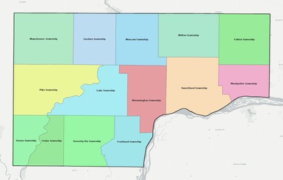 Muscatine County IA townships and subdivisions map