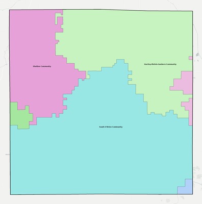 O'Brien County IA school district boundaries map