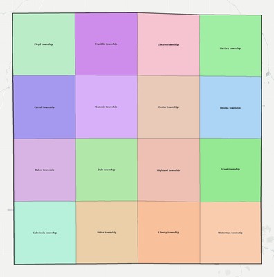 O'Brien County IA townships and subdivisions map