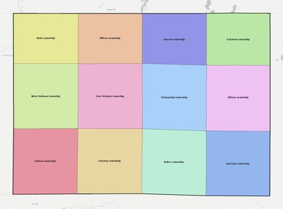 Osceola County IA townships and subdivisions map