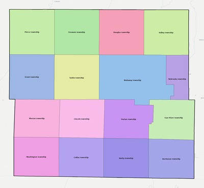 Page County IA townships and subdivisions map
