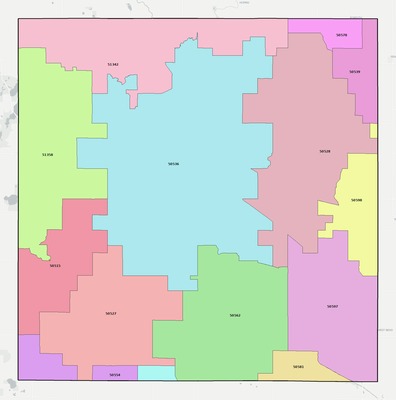 Palo Alto County IA ZIP code boundaries map