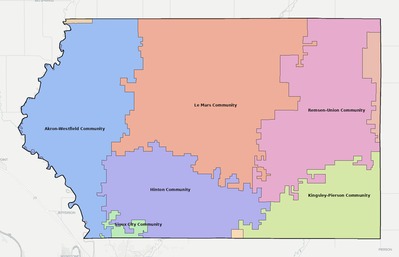 Plymouth County IA school district boundaries map