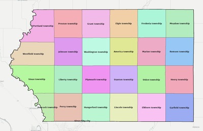 Plymouth County IA townships and subdivisions map