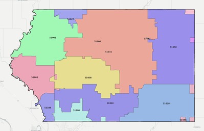 Plymouth County IA ZIP code boundaries map
