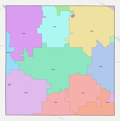 Pocahontas County IA ZIP code boundaries map