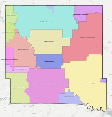 Polk County IA school district boundaries map