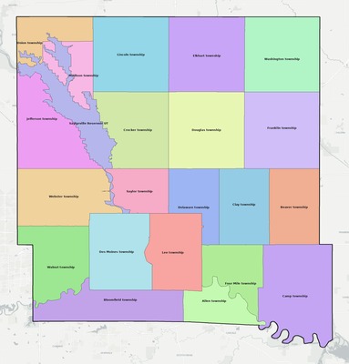 Polk County IA townships and subdivisions map