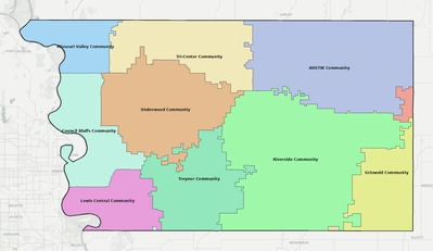 Pottawattamie County IA school district boundaries map