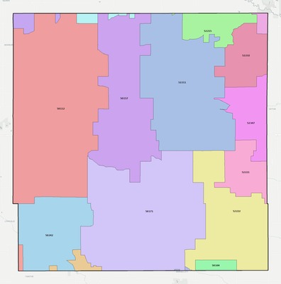 Poweshiek County IA ZIP code boundaries map