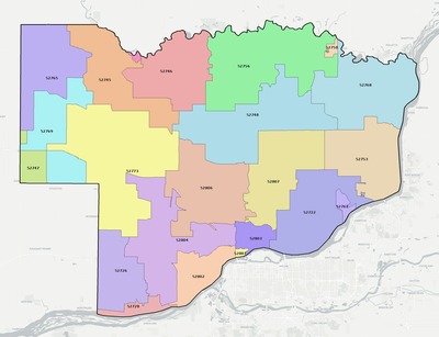 Scott County IA ZIP code boundaries map