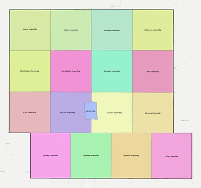 Shelby County IA townships and subdivisions map