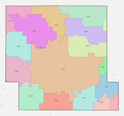 Shelby County IA ZIP code boundaries map