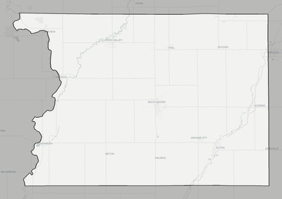 Sioux County IA county basemap context