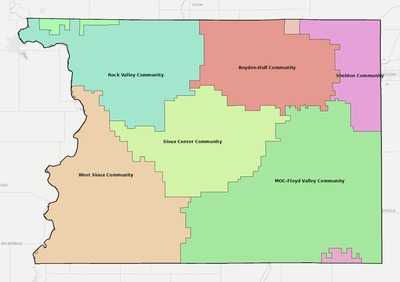 Sioux County IA school district boundaries map