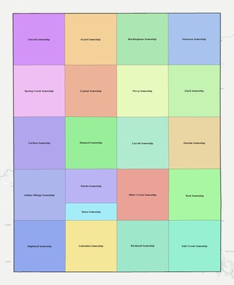 Tama County IA townships and subdivisions map