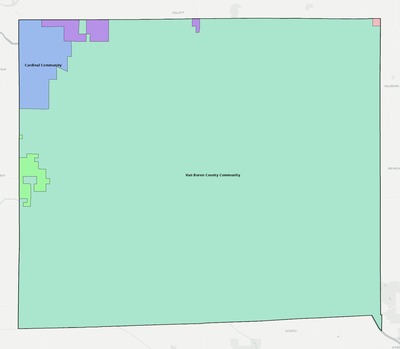 Van Buren County IA school district boundaries map