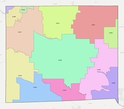 Van Buren County IA ZIP code boundaries map