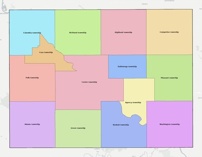 Wapello County IA townships and subdivisions map