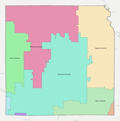Washington County IA school district boundaries map