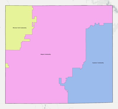 Wayne County IA school district boundaries map