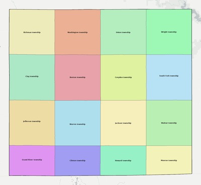 Wayne County IA townships and subdivisions map