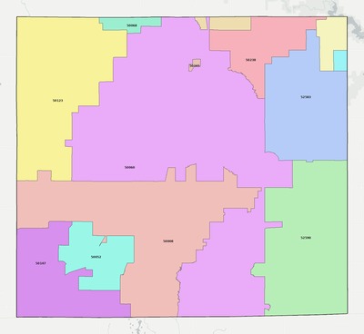 Wayne County IA ZIP code boundaries map