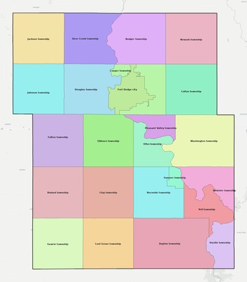 Webster County IA townships and subdivisions map