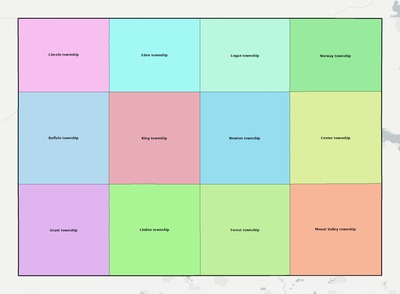 Winnebago County IA townships and subdivisions map
