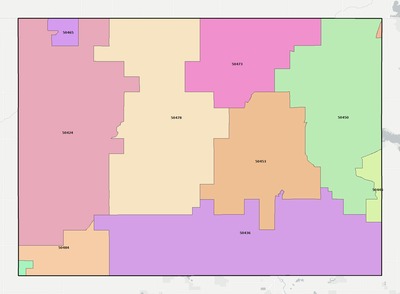 Winnebago County IA ZIP code boundaries map