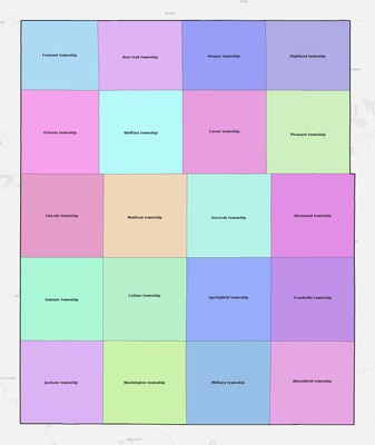 Winneshiek County IA townships and subdivisions map