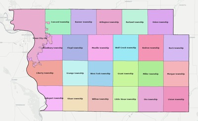 Woodbury County IA townships and subdivisions map