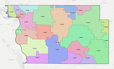 Woodbury County IA ZIP code boundaries map