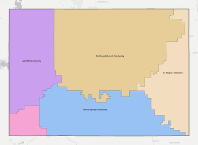 Worth County IA school district boundaries map