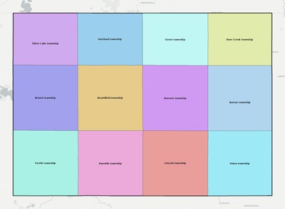 Worth County IA townships and subdivisions map