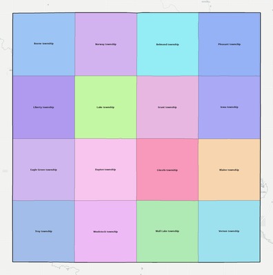 Wright County IA townships and subdivisions map