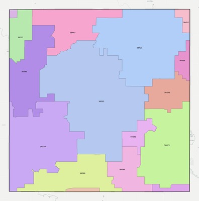 Wright County IA ZIP code boundaries map