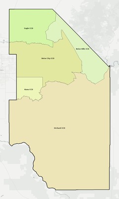 Ada County ID townships and subdivisions map