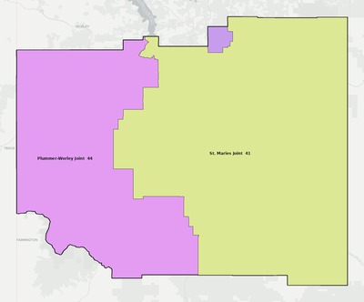 Benewah County ID school district boundaries map