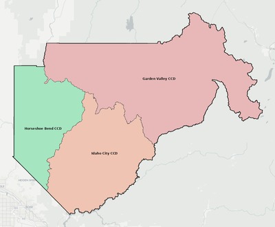 Boise County ID townships and subdivisions map