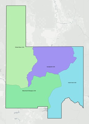 Bonner County ID townships and subdivisions map
