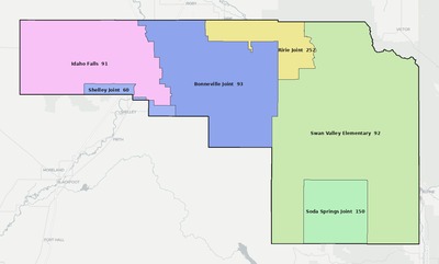 Bonneville County ID school district boundaries map