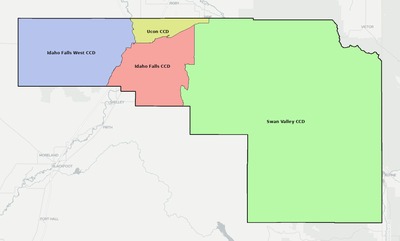 Bonneville County ID townships and subdivisions map