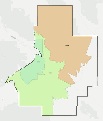 Butte County ID ZIP code boundaries map