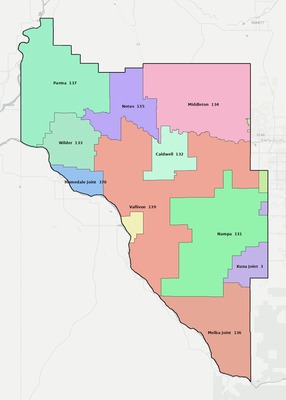 Canyon County ID school district boundaries map